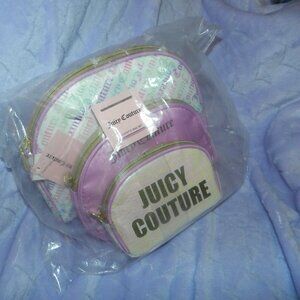 Juicy Couture Logo 3 Cosmetic Bags Iridescent Lilac Purple Pink🆕⌚FAST⚡📦🏃🏻🚚